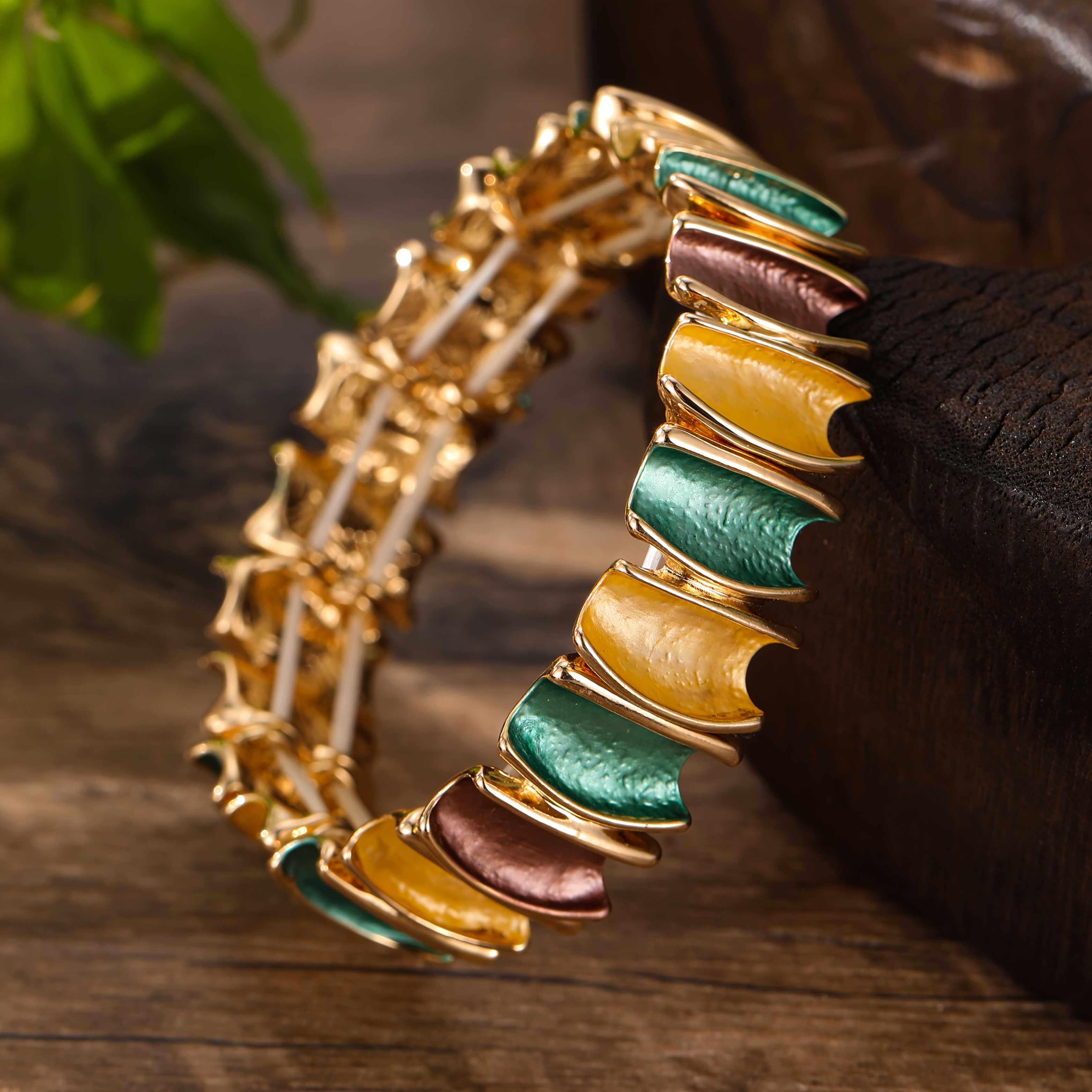 Women's Macaron-Colored Enamel Plated Stretch Bracelet, Elegant Gift